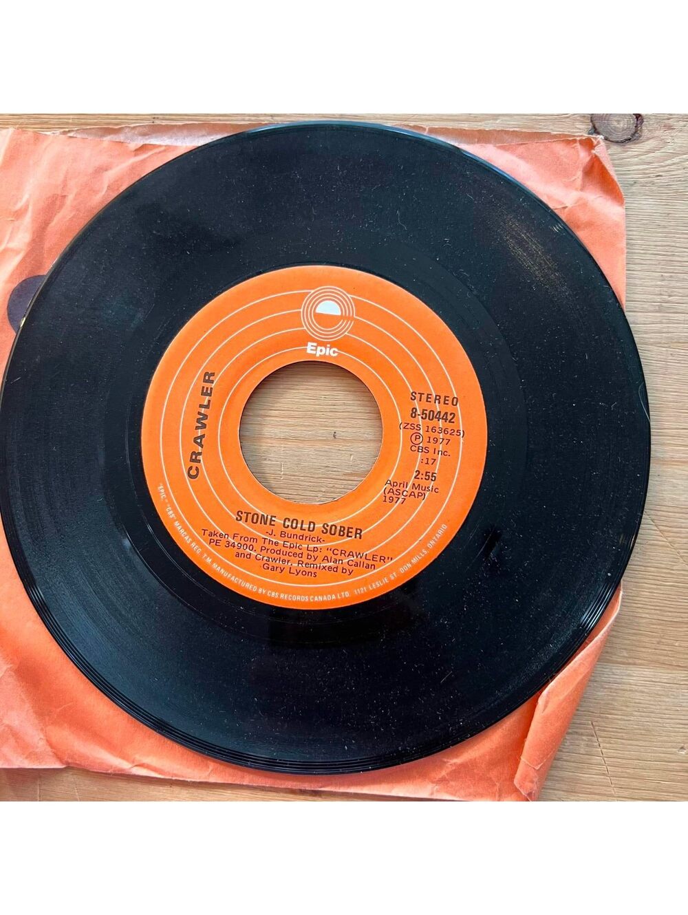 Crawler - Stone Cold Sober/One too Many Lovers 45rpm VG+ R90